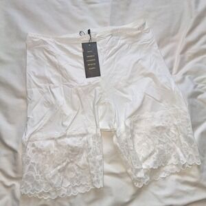 Hey Girl White Lace Trim Slip Shorts Safety Pants Underwear Large NWT